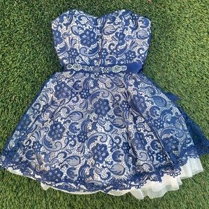 Navy lace Babydoll strapless dress